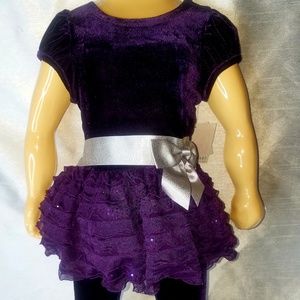 Bonnie baby 12mos 2 piece dark purple velvet set